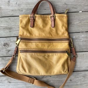 Fossil Mustard Yellow Explorer Crossbody Bag